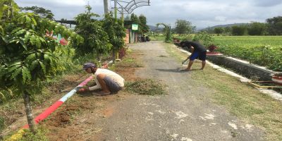 kerja bakti jalan menuju TPS